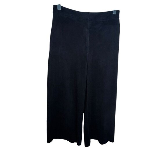 ZARA BASIC BLACK CROPPED WIDE LEG SUEDE SOFT DRESS PANTS XS‎ POCKETS HIGH RISE - Picture 1 of 12